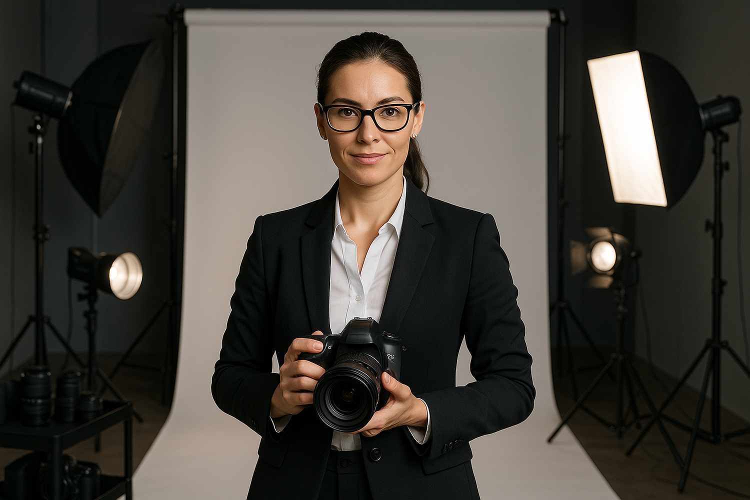 image d'une femme experte en photographie dans un studio