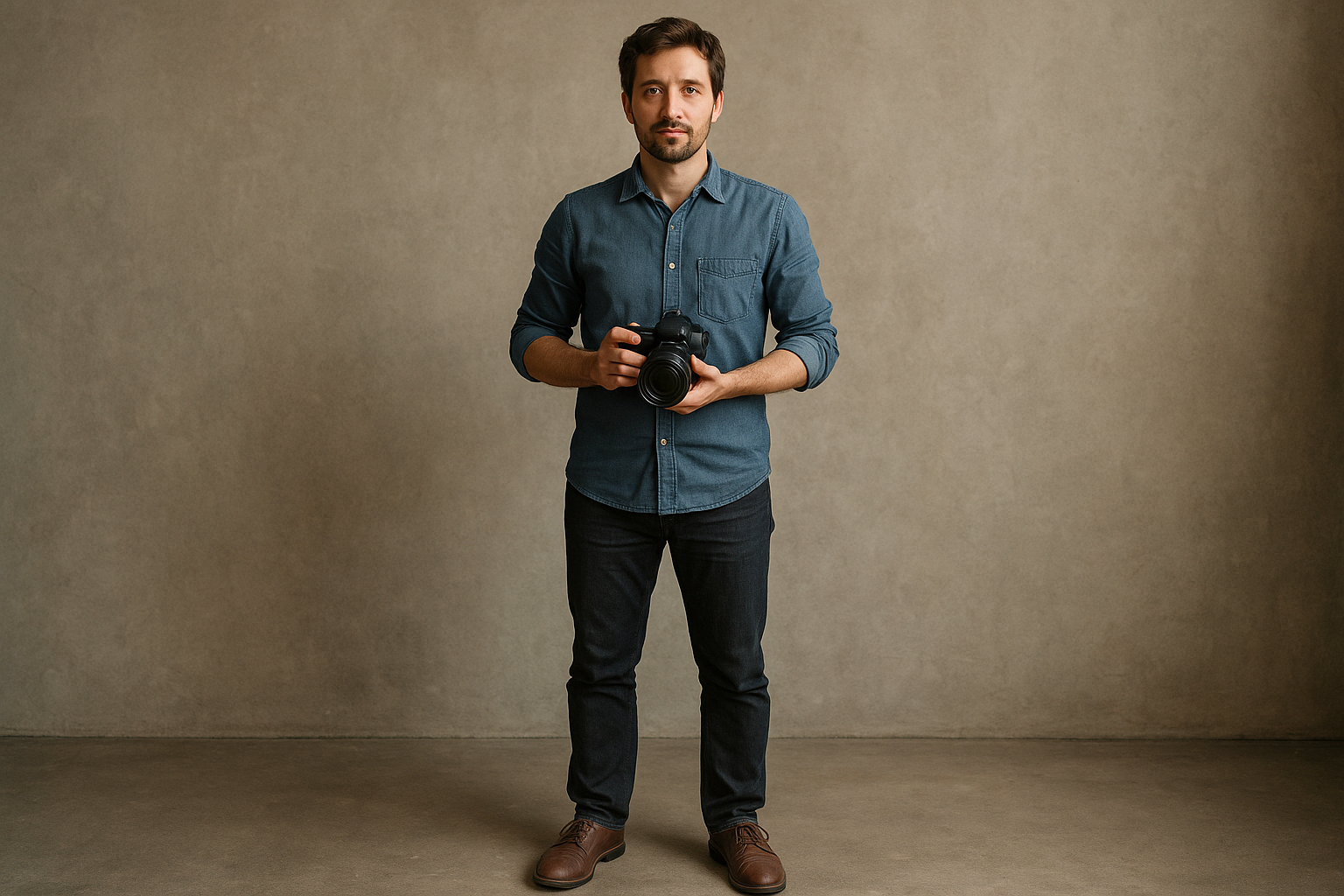 je veux image dun homme qui est debout avec appareils photo
